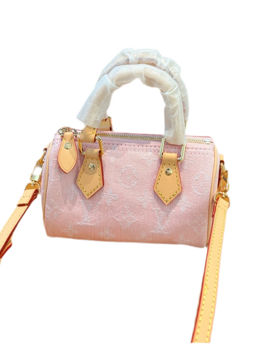 Mini Pink Denim Louis Bag